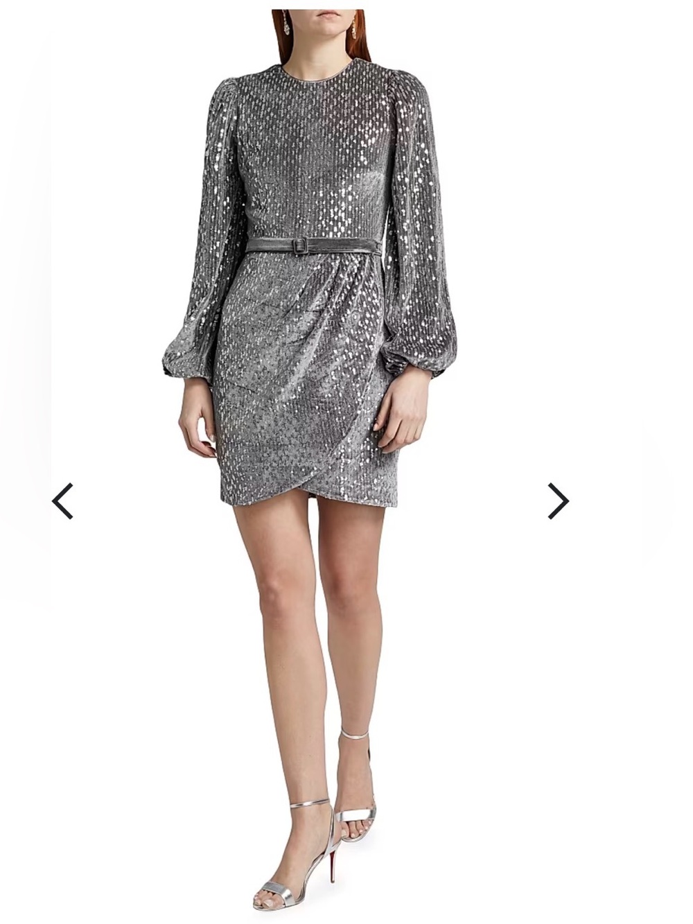 LDT Gianna Sequined Belted Dress - Gunmetal Sz.8 NWT
